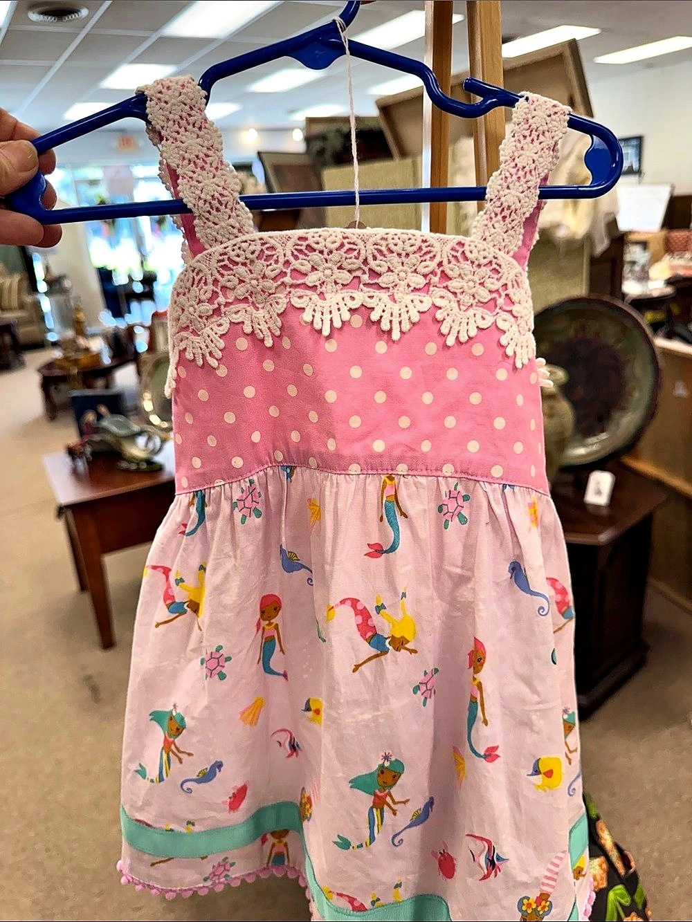 Matilda Jane Clothing Girls' Pink & Green Mermaid Print Dress NWT